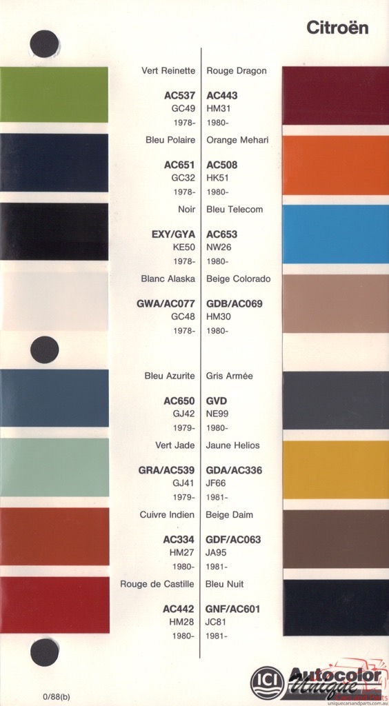 1978 - 1991 Citroen Paint Charts Autocolor